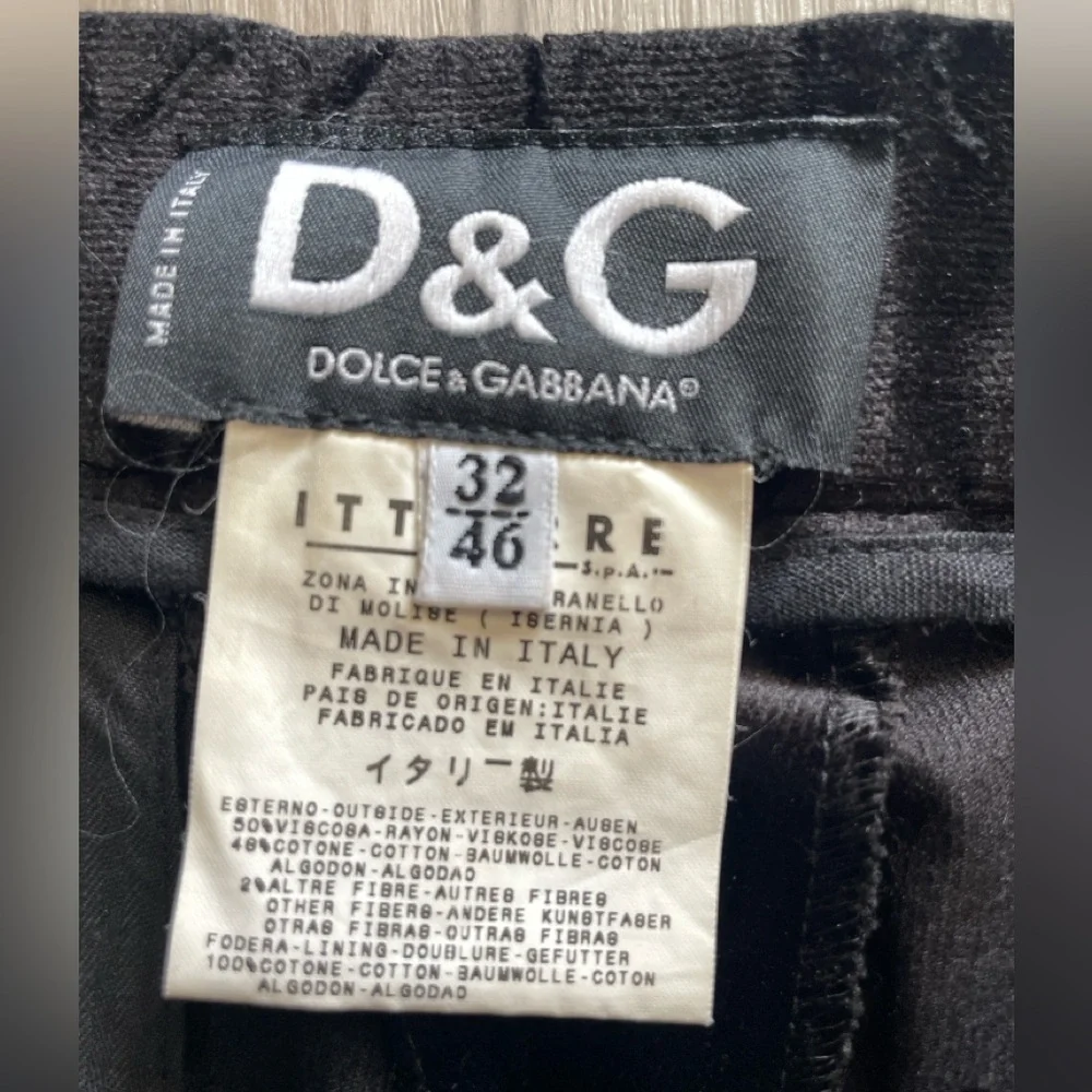 D&G Y2K Vintage Black Velvet Jeans Straight Leg